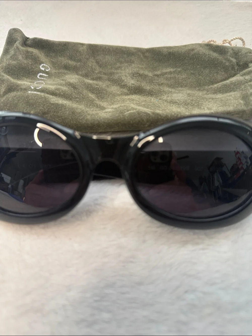 Gucci GG2400/N/S 807 Womens Black Oval Gray 56-22 140 Made in Italy